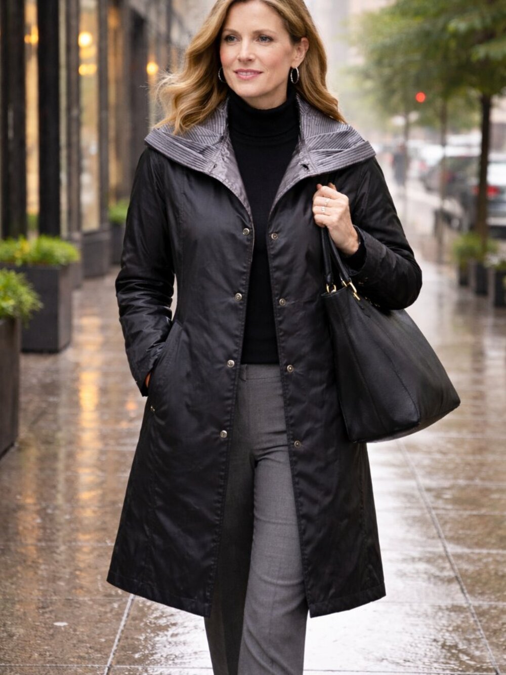 UBU Reversal Silver & Black Hooded Raincoat